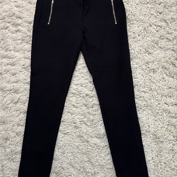 LOFT Black Pants with Gold Zippers Size 12 - Picture 2 of 10